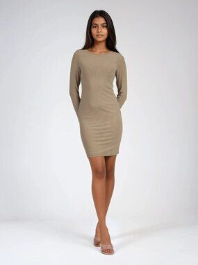Olive Green Long Sleeve Mesh Dress - NWT - The Label
